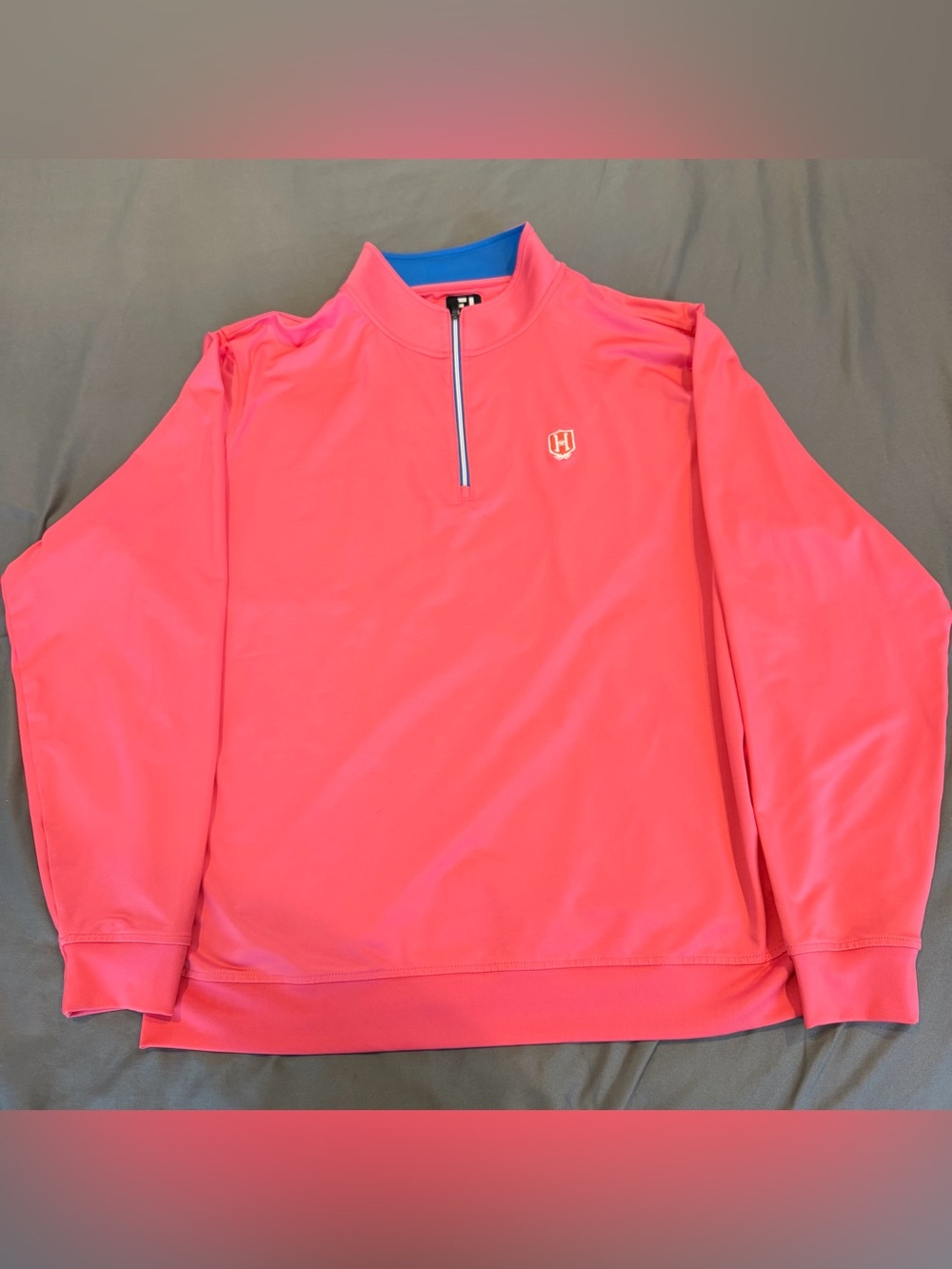 FootJoy Pullover Mens XL 1/4 Zip Golf Logo Performance Mock Neck Pink
